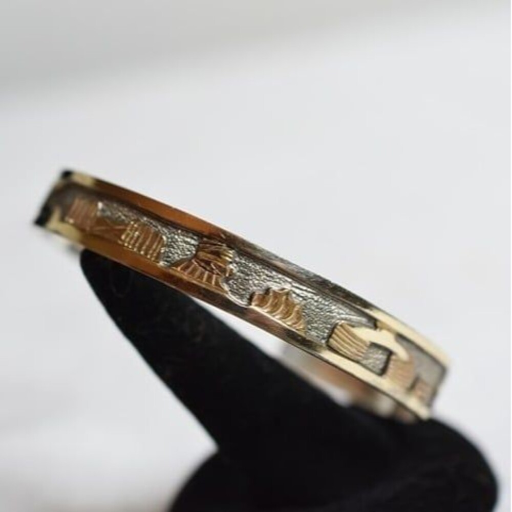 Vintage 12K GF/Sterling Silver Lloyd Becenti Jr BCT Story Teller 7" Bracelet - Picture 2 of 5